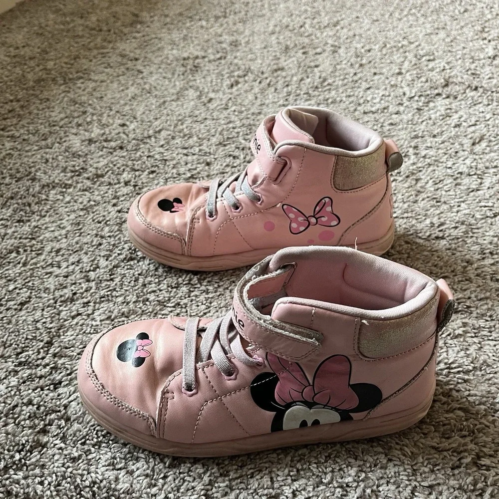 Disney Minnie Mouse Shoes Pink Girls Size 4 Hi Top No Lace‎